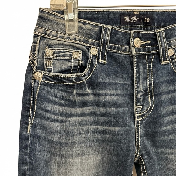 Miss Me Cow Print & Turquoise Bling Bootcut Jeans 28x34 NWT - Picture 4 of 11